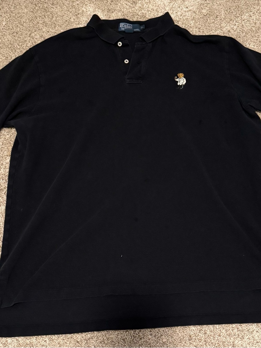 POLO RALPH LAUREN MARTINI POLO BEAR 90'S VINTAGE POLO SHIRT XL BLACK